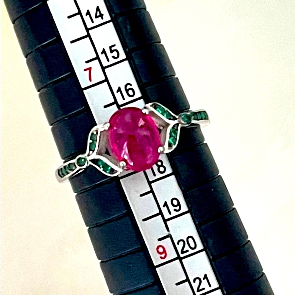 1.25ct Ruby Emerald 14KGP Ring - Picture 2 of 6